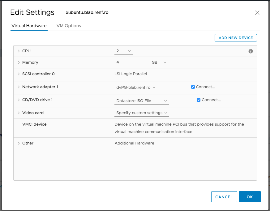 Xubuntu VM Settings