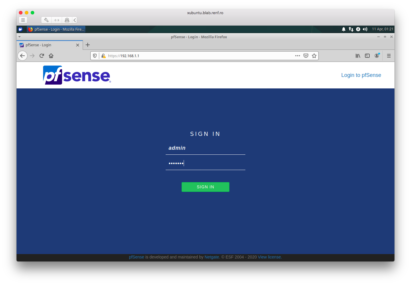 pfSense Login Page