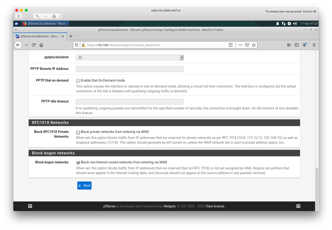 pfSense Configuring WAN